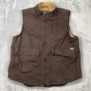 Lee Workwear Vest Mens Size XL Sherpa Lined Quilted‎ Brown Canvas